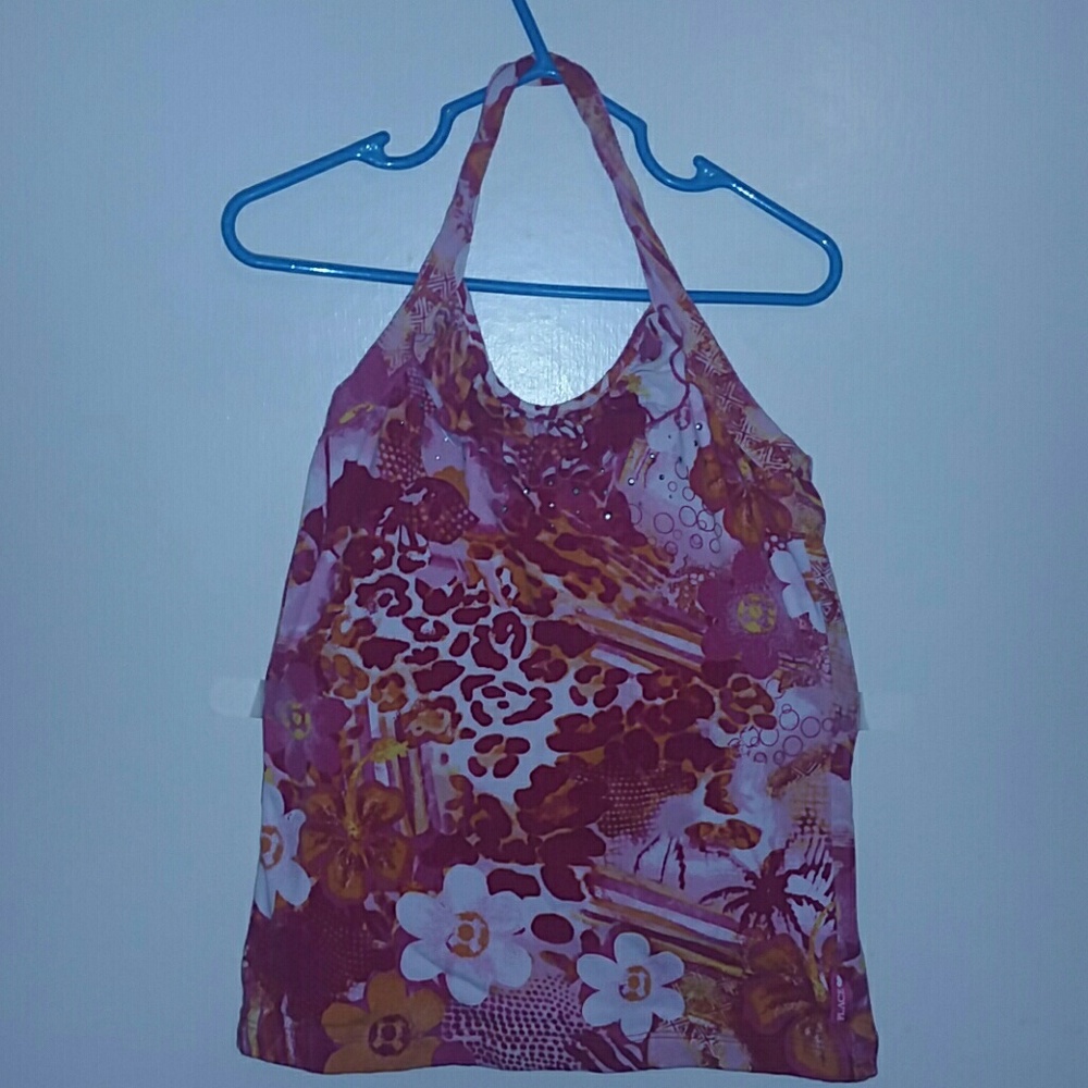 Girl's Size 7/8 Pink Floral Halter Tank Top